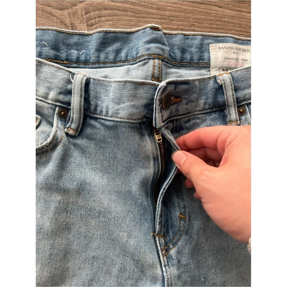 Banana Republic Standard Slim Fit Jeans Mens 34x30 Light Wash Stretch Denim